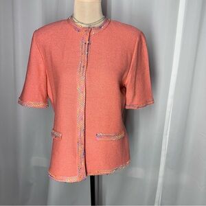 Vtg 80s/90s Rich and Levy Santana Knit Jacket Top Sz M Embroidered Snap *FLAW